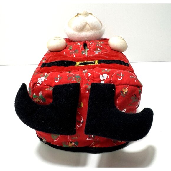 Vintage Avon Fabric Christmas Santa Tissue Box Cover Santa Claus Red Black Suit - Picture 6 of 6